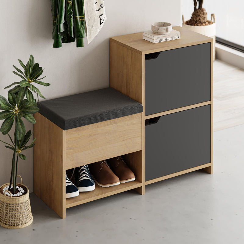 Haven Shoe Bench – 101cm Stair-Shaped Hallway Storage with Seat