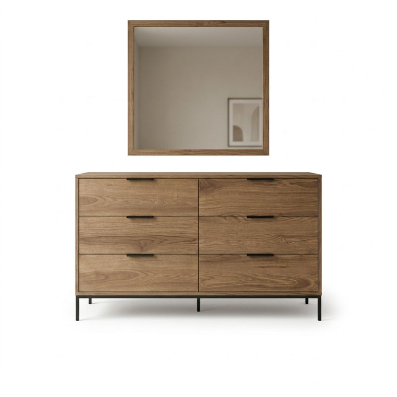 Mars Square Wall Mirror Whiskey Oak 86cm