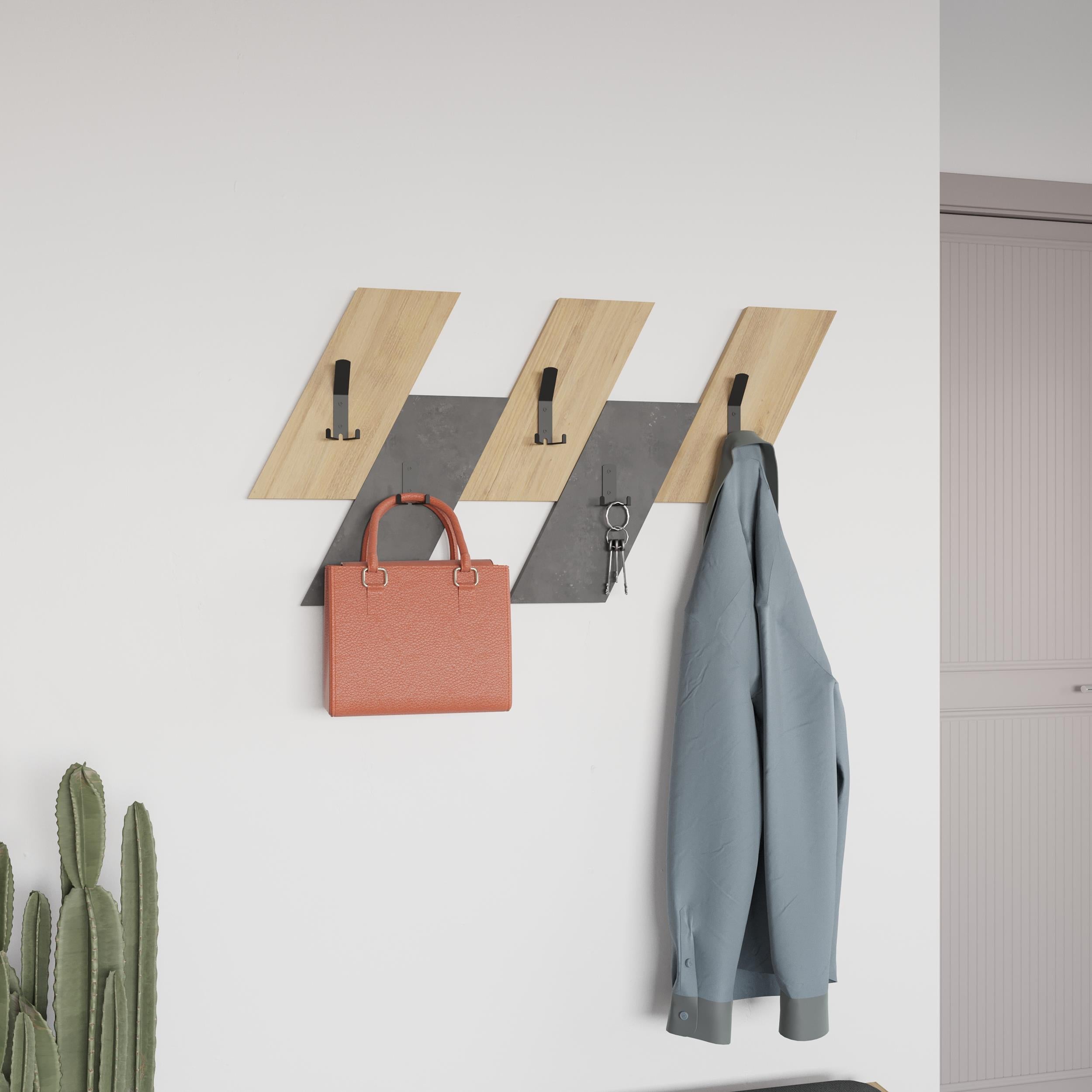 Livy Modern Coat Hanger - Wall-Mounted Coat Hanger with Angled Panels