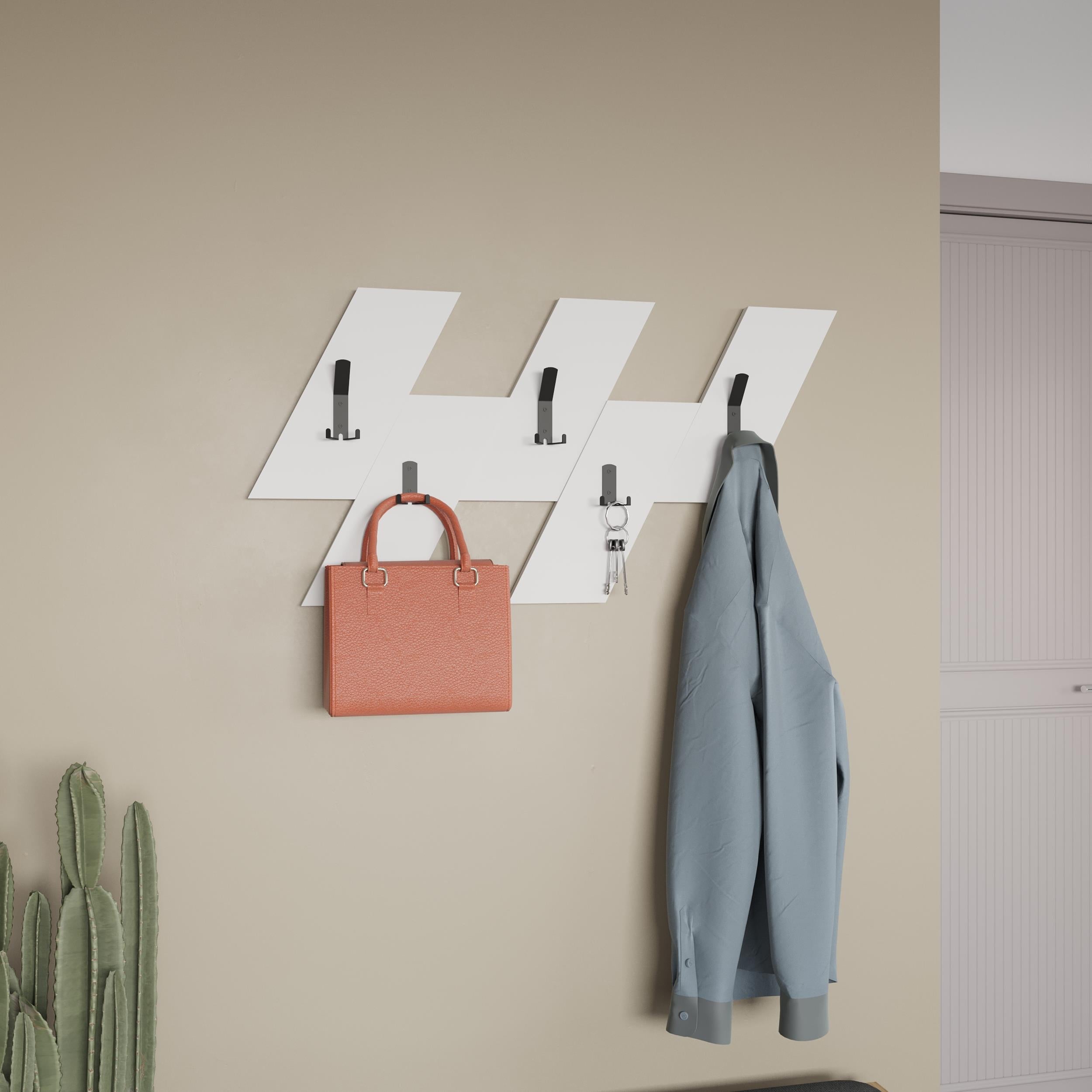 Livy Modern Coat Hanger - Wall-Mounted Coat Hanger with Angled Panels