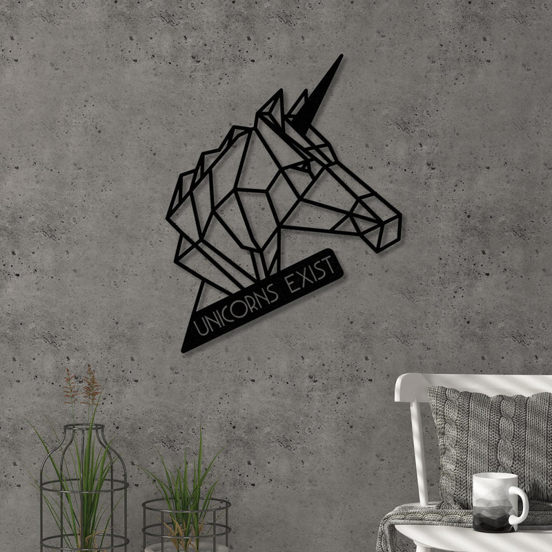 Unicorn metal wall art in Texture Black, 43.5x55cm, hero product shot
