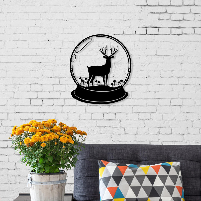 Deer metal wall art, Texture Black, 40x45cm, hero product image