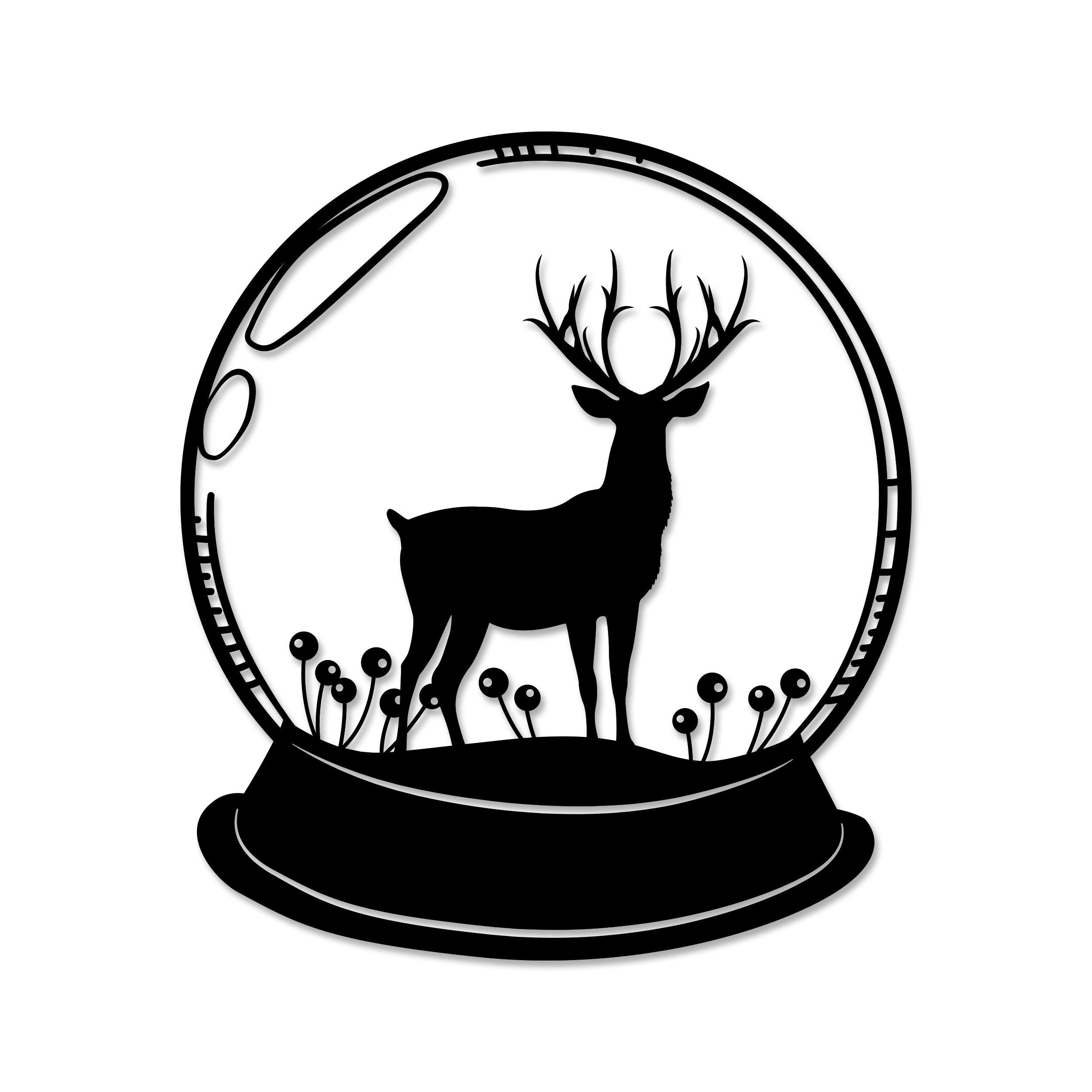 Deer metal wall art in Texture Black, 40x45cm, on a plain white background