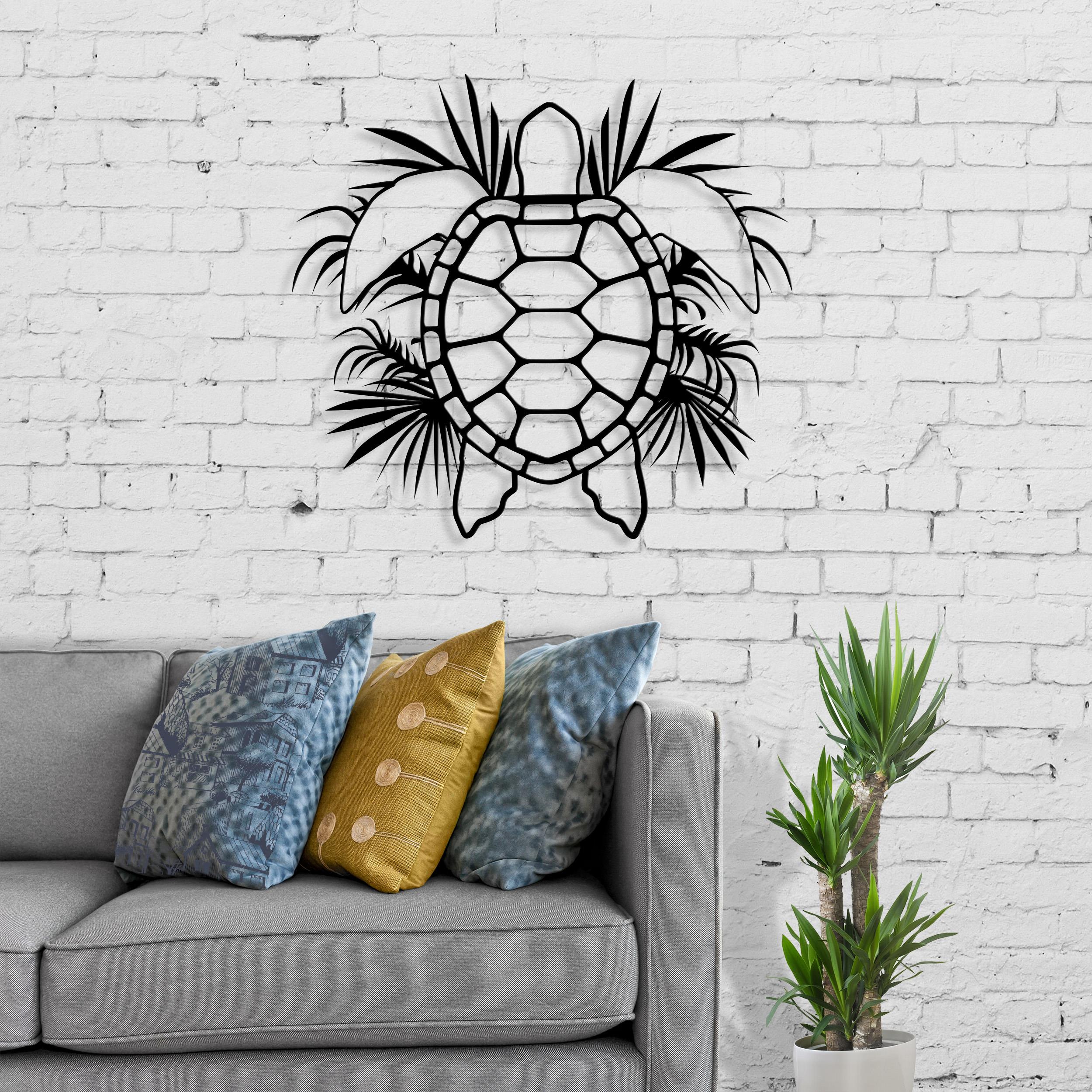 Caretta metal wall art, Texture Black, 50x47cm, hero product image