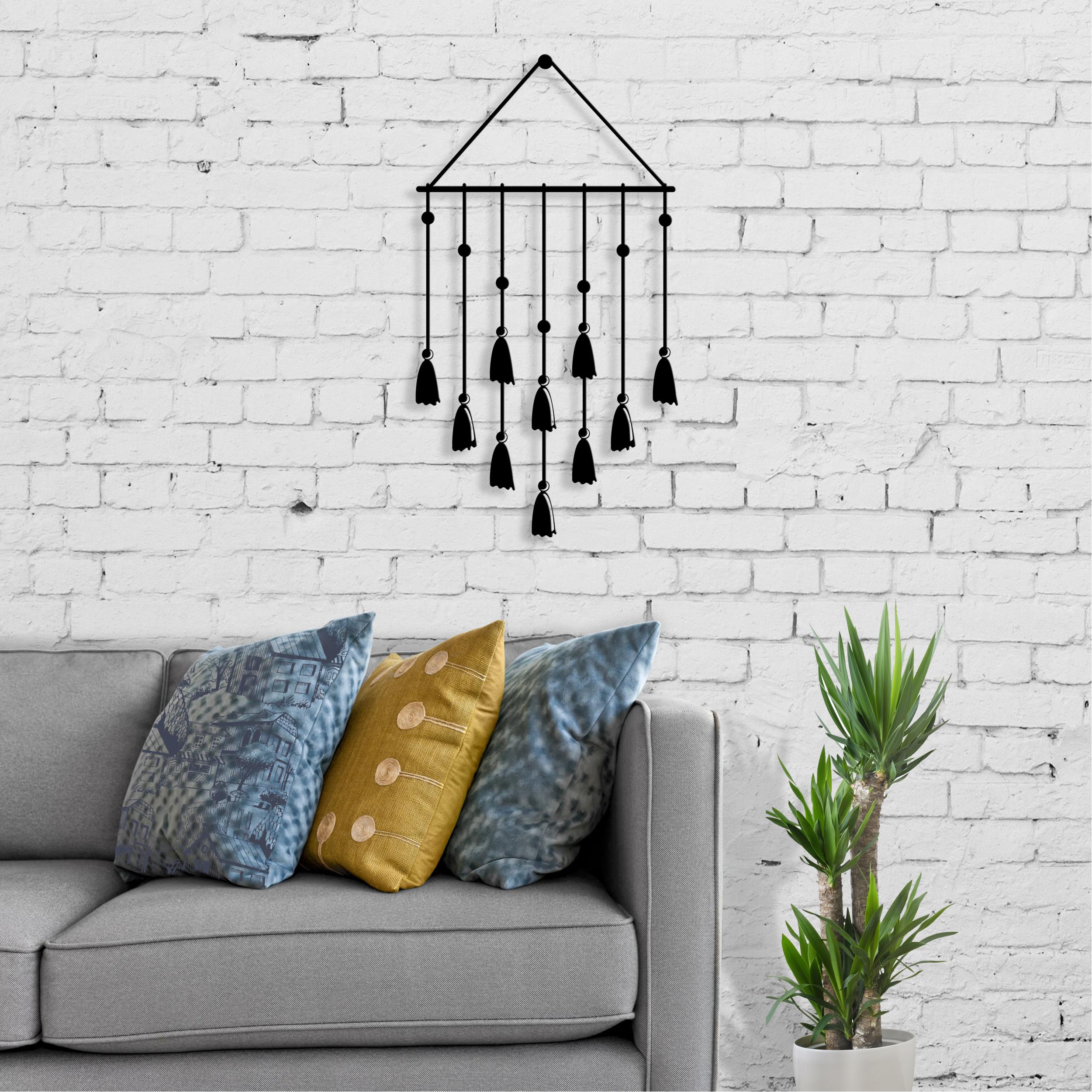 Tassel metal wall art, Texture Black, 40x45cm, hero product image