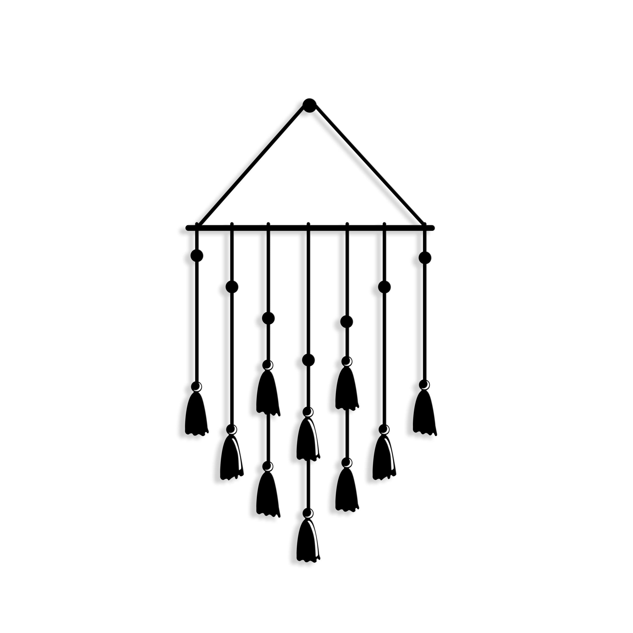 Tassel metal wall art in Texture Black, 40x45cm, on a plain white background