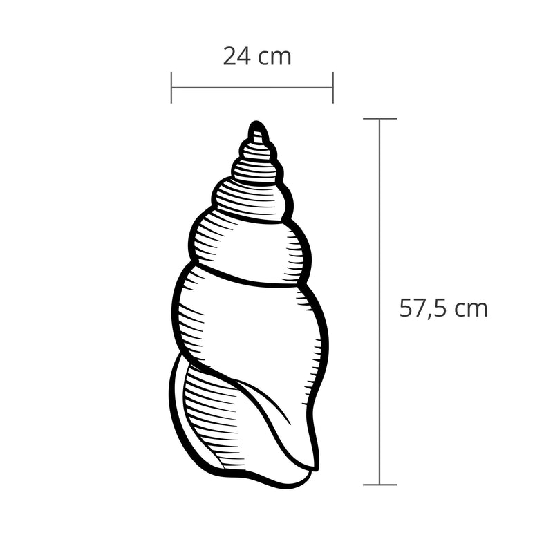 Dimension diagram of the Shell metal wall art, 24x57.5cm