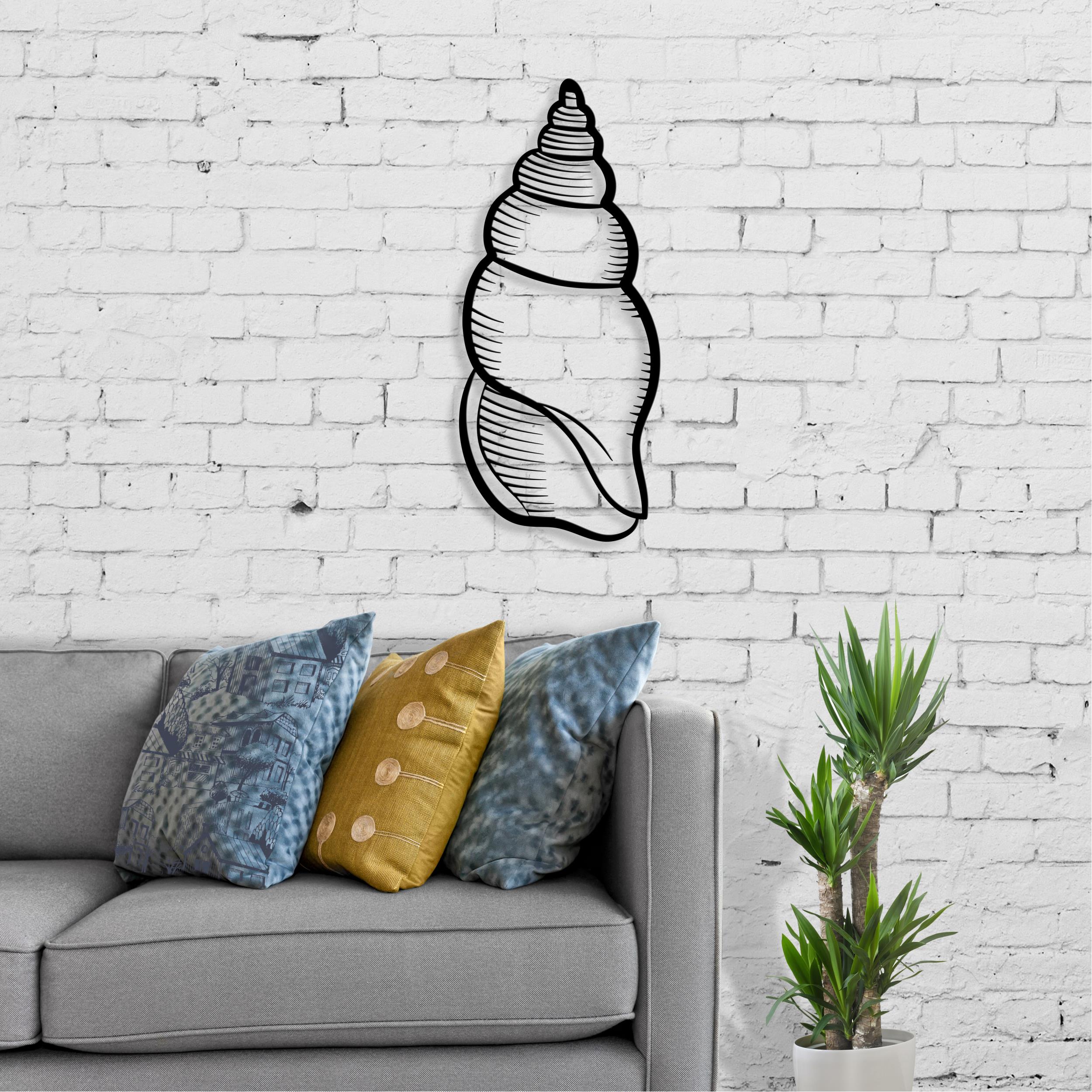 Shell metal wall art, Texture Black, 24x57.5cm, hero product image