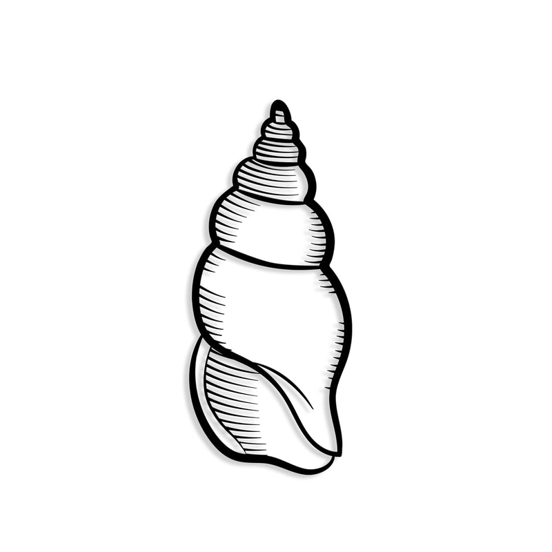 Shell metal wall art in Texture Black, 24x57.5cm, on a plain white background