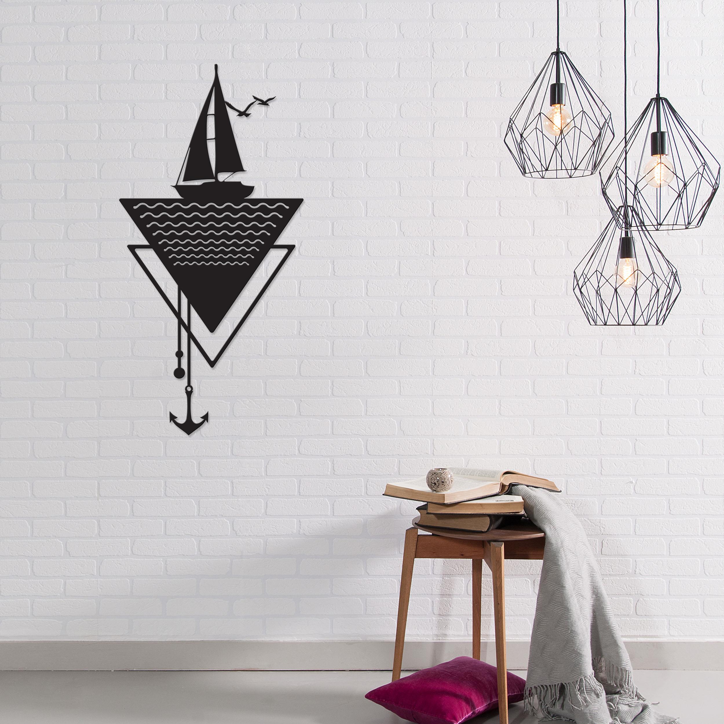 Anchor metal wall art in Texture Black, 32x64cm