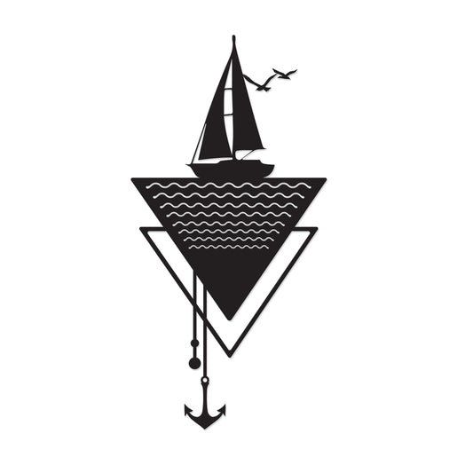 Anchor metal wall art in Texture Black finish on a white background, 32x64cm