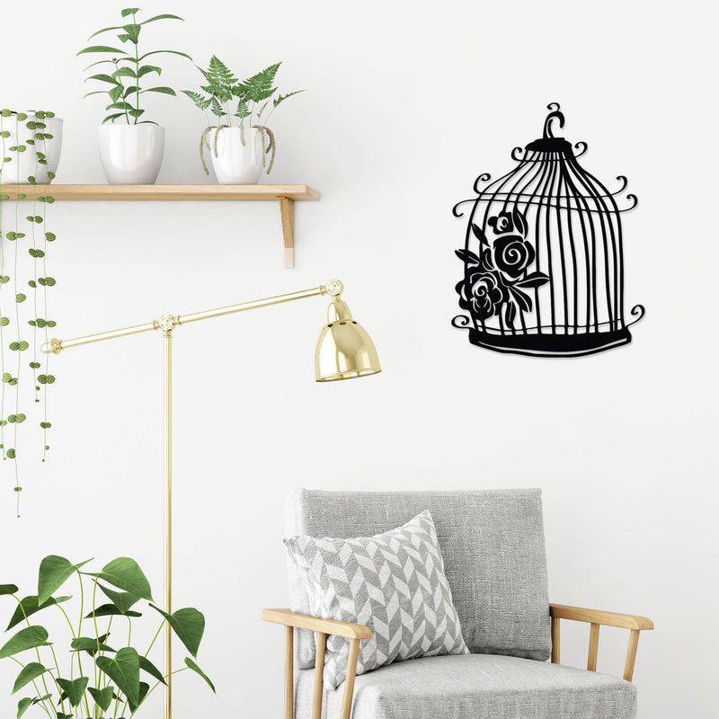 Cage metal wall art in Texture Black, 45x60cm