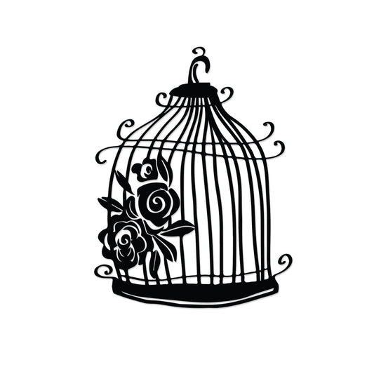 Cage metal wall art in Texture Black finish on a white background, 45x60cm