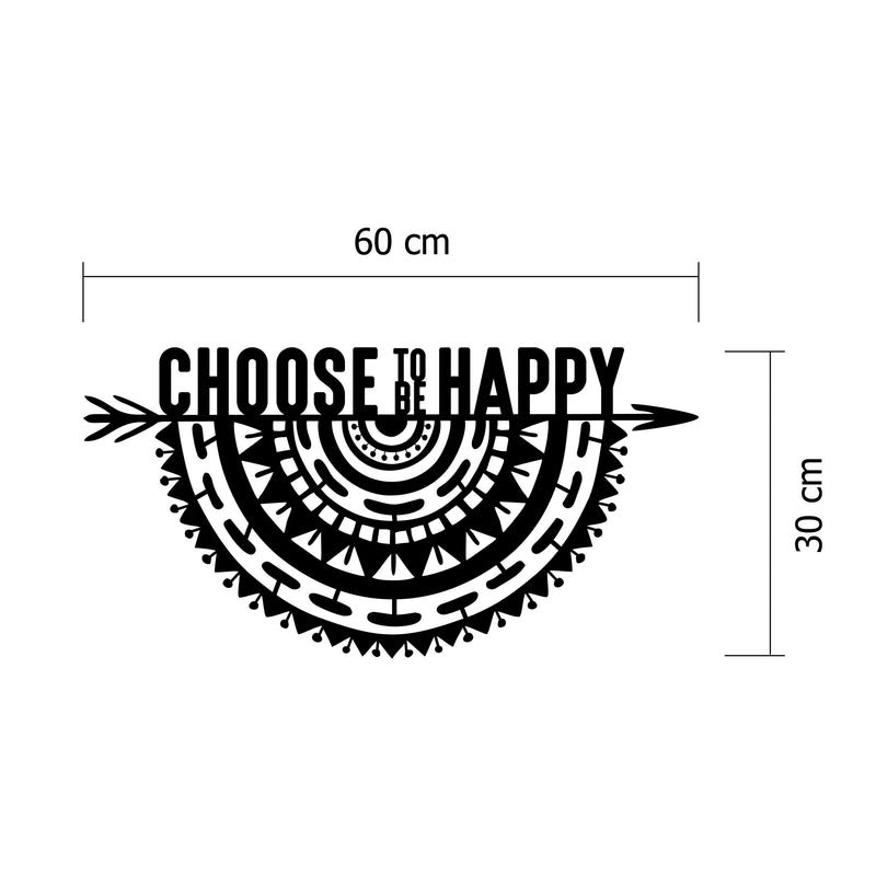 Size diagram showing the 60x30cm dimensions of the Choosetobe metal wall art