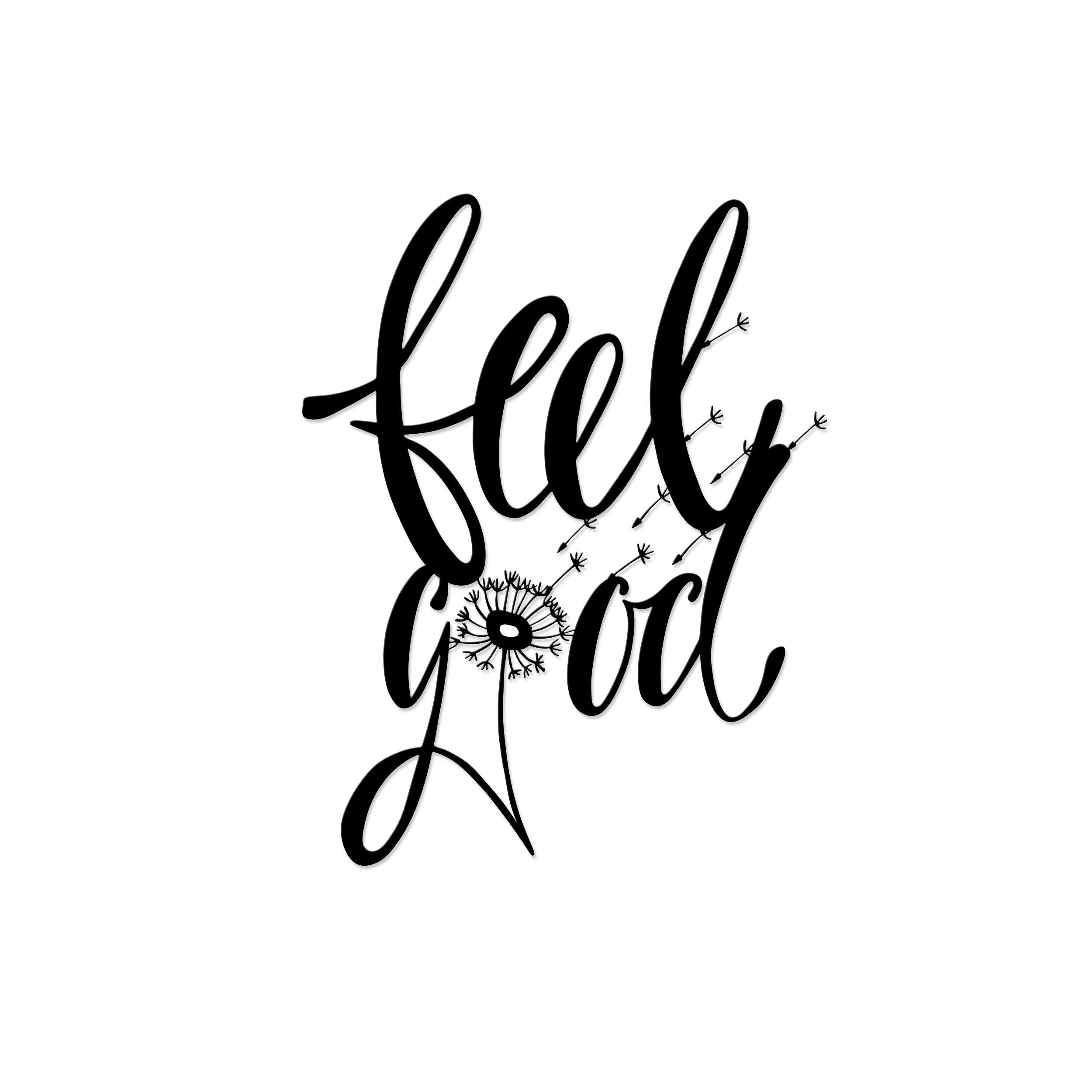Feelgood metal wall art in Texture Black finish on a white background, 47x60cm