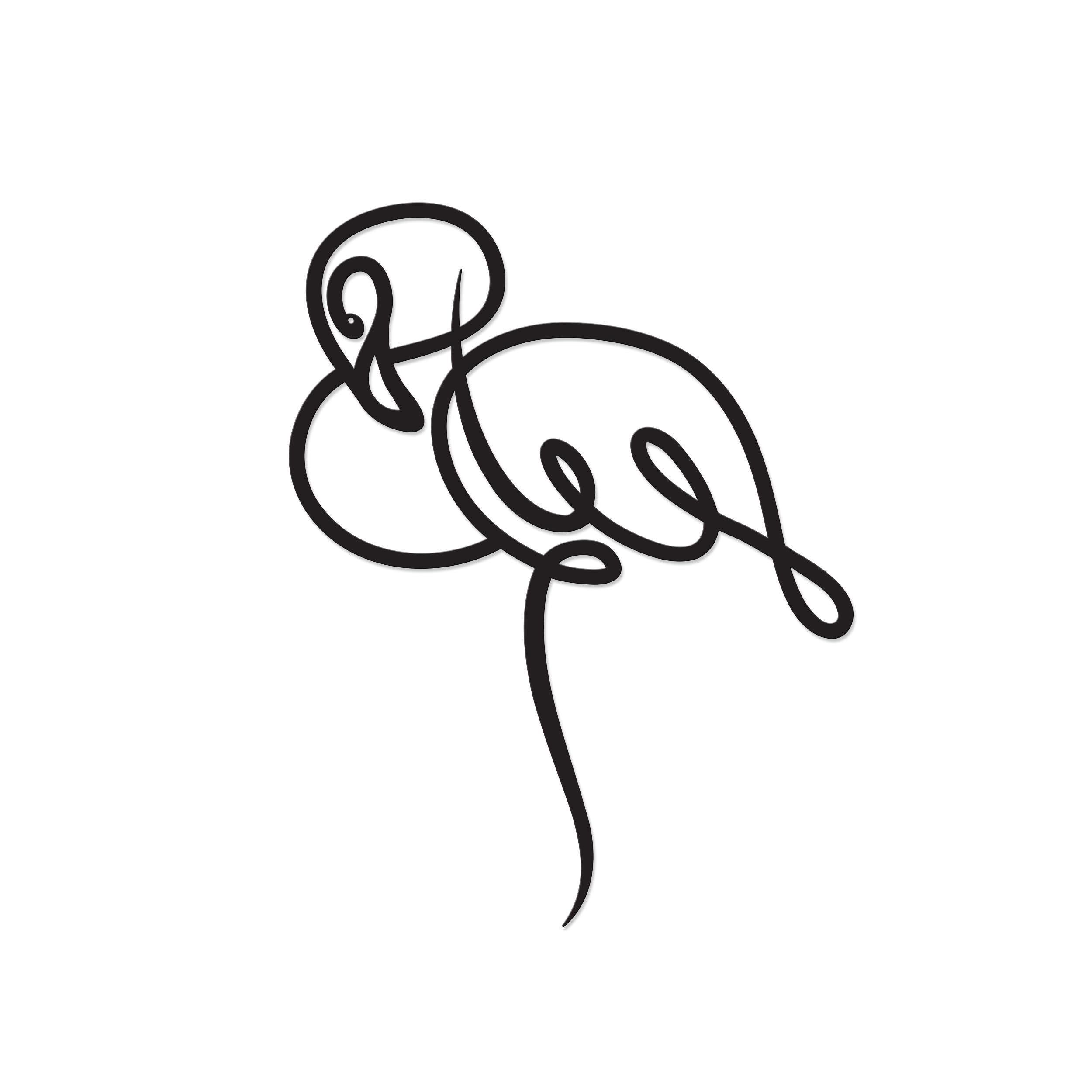 Flamingo metal wall art in Texture Black finish on a white background, 47x60cm