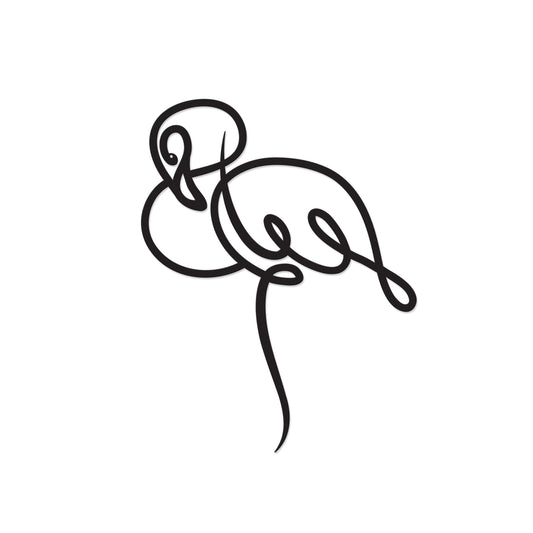 Flamingo metal wall art in Texture Black finish on a white background, 47x60cm