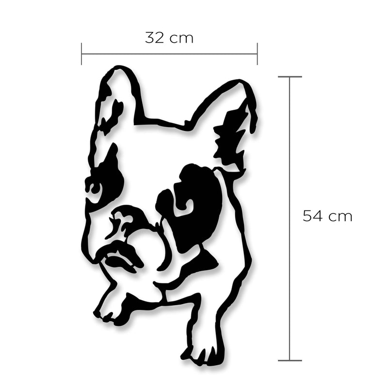 Dimension diagram of the Dogo metal wall art showing 32x54cm size