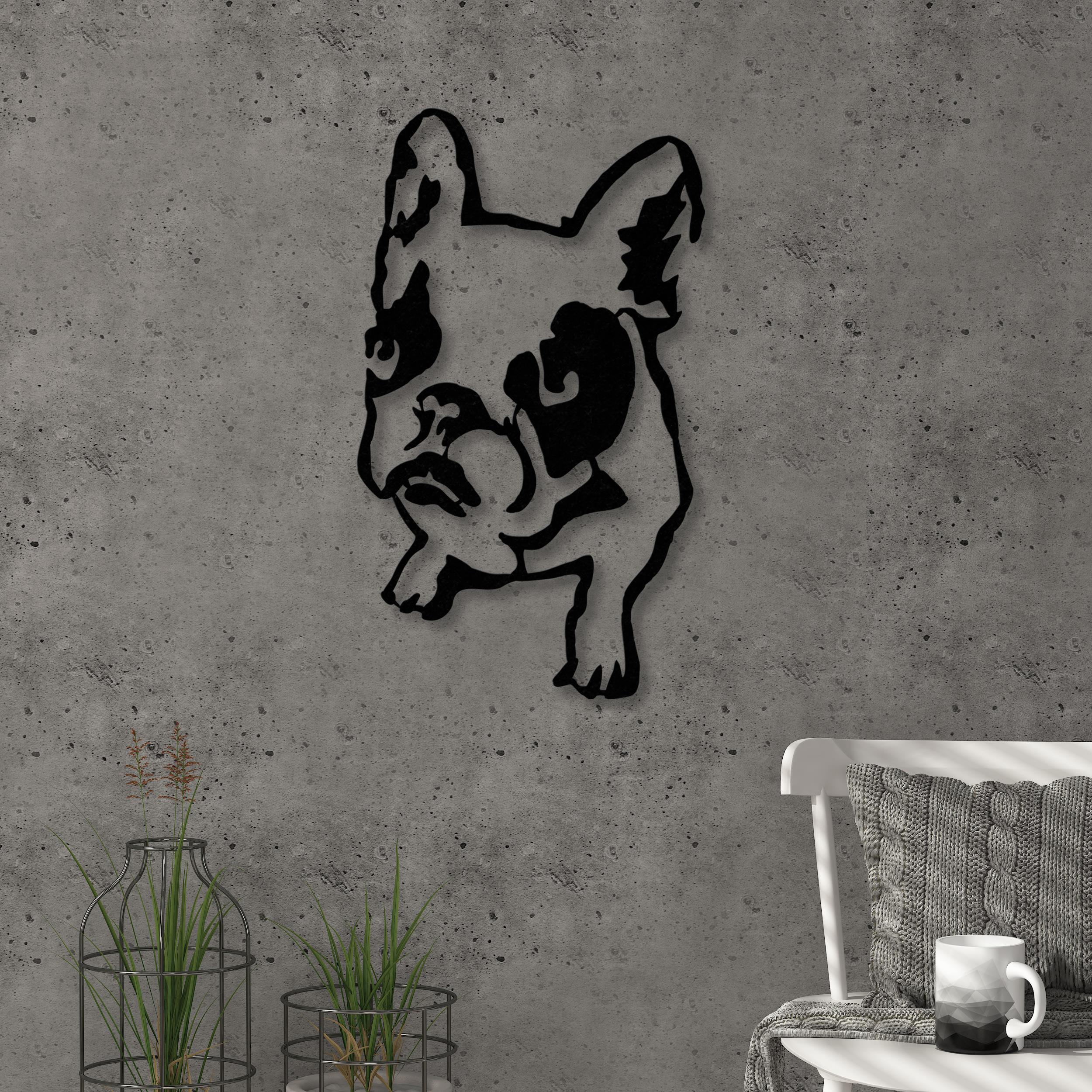 Dogo metal wall art in Texture Black, 32x54cm, hero product shot