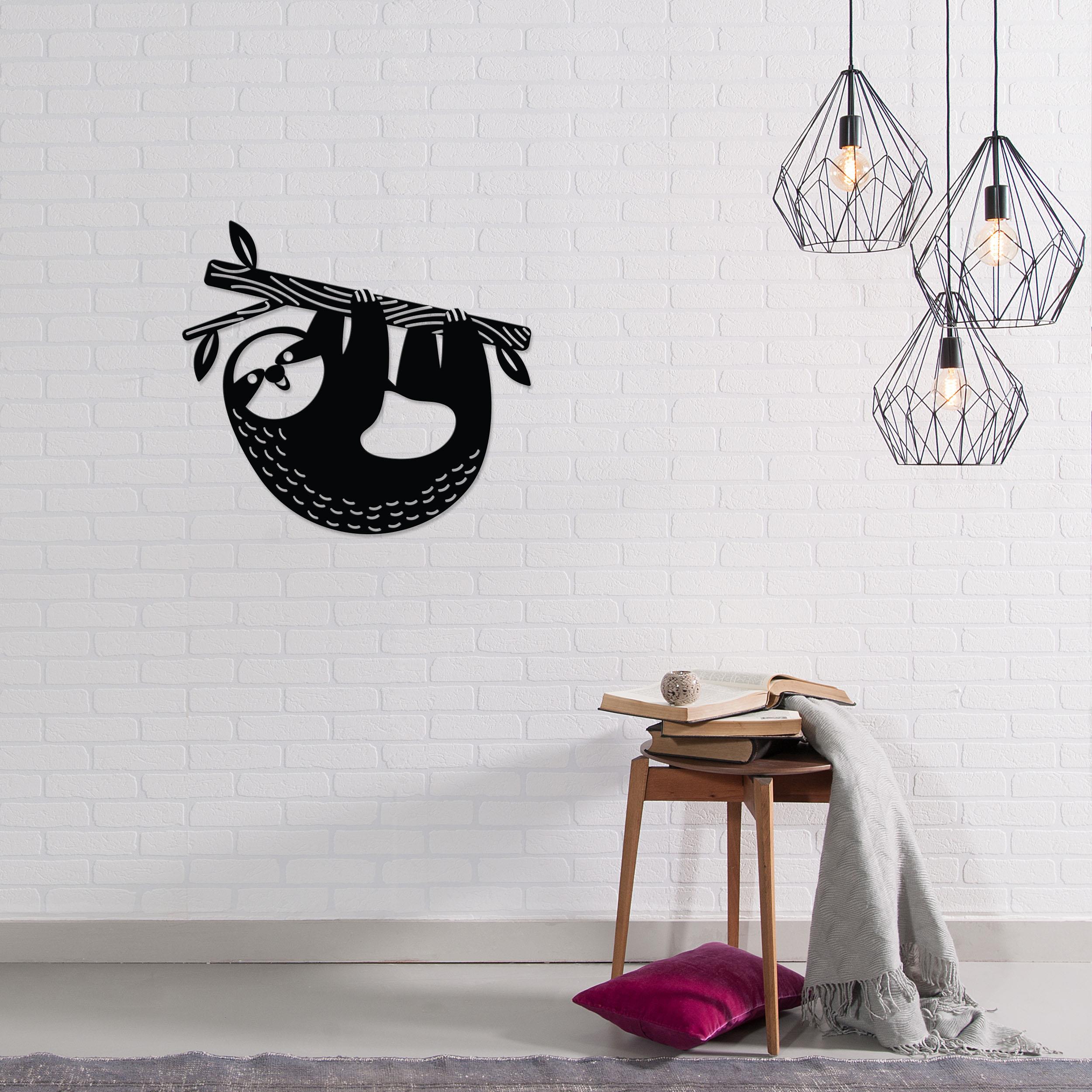 Slothy metal wall art in Texture Black, 50x45cm