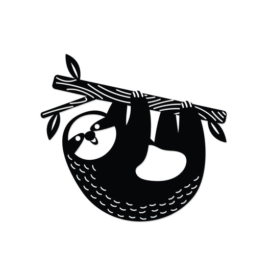Slothy metal wall art in Texture Black finish on a white background, 50x45cm