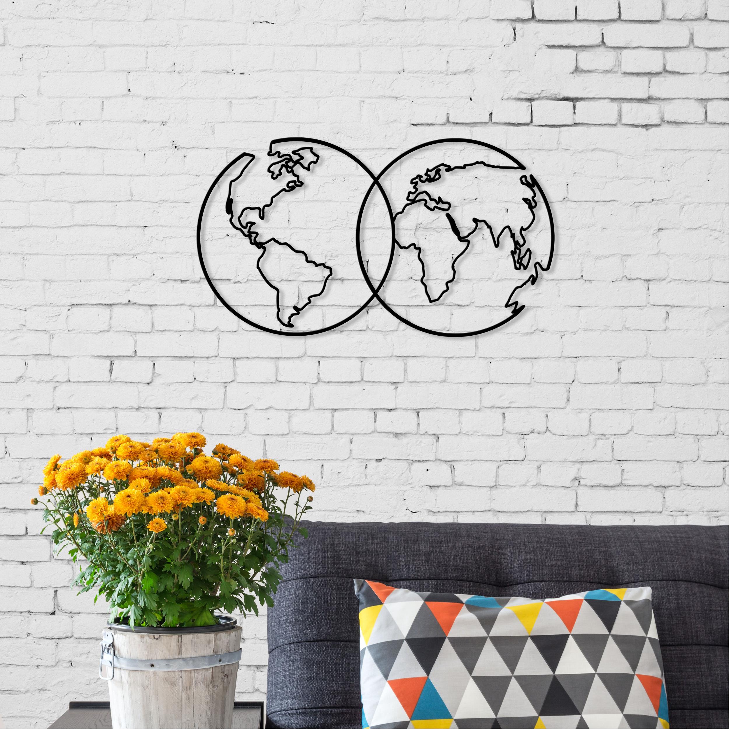 United metal wall art, 60x34cm, in Texture Black finish