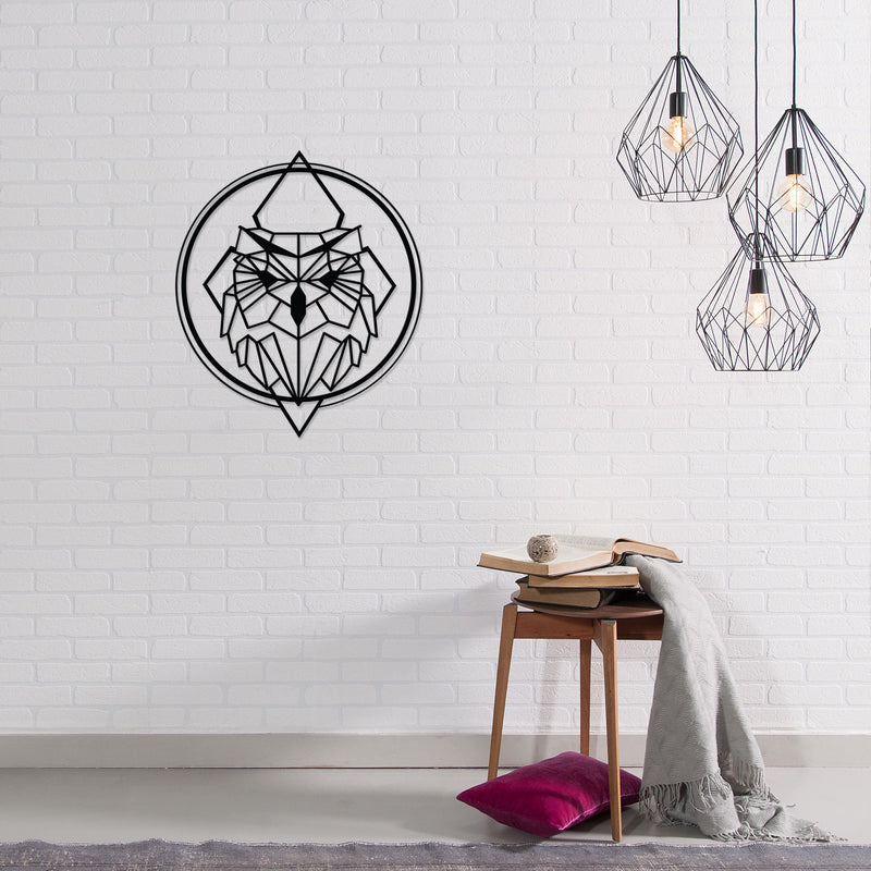 Owly metal wall art, 47x55cm, in Texture Black finish