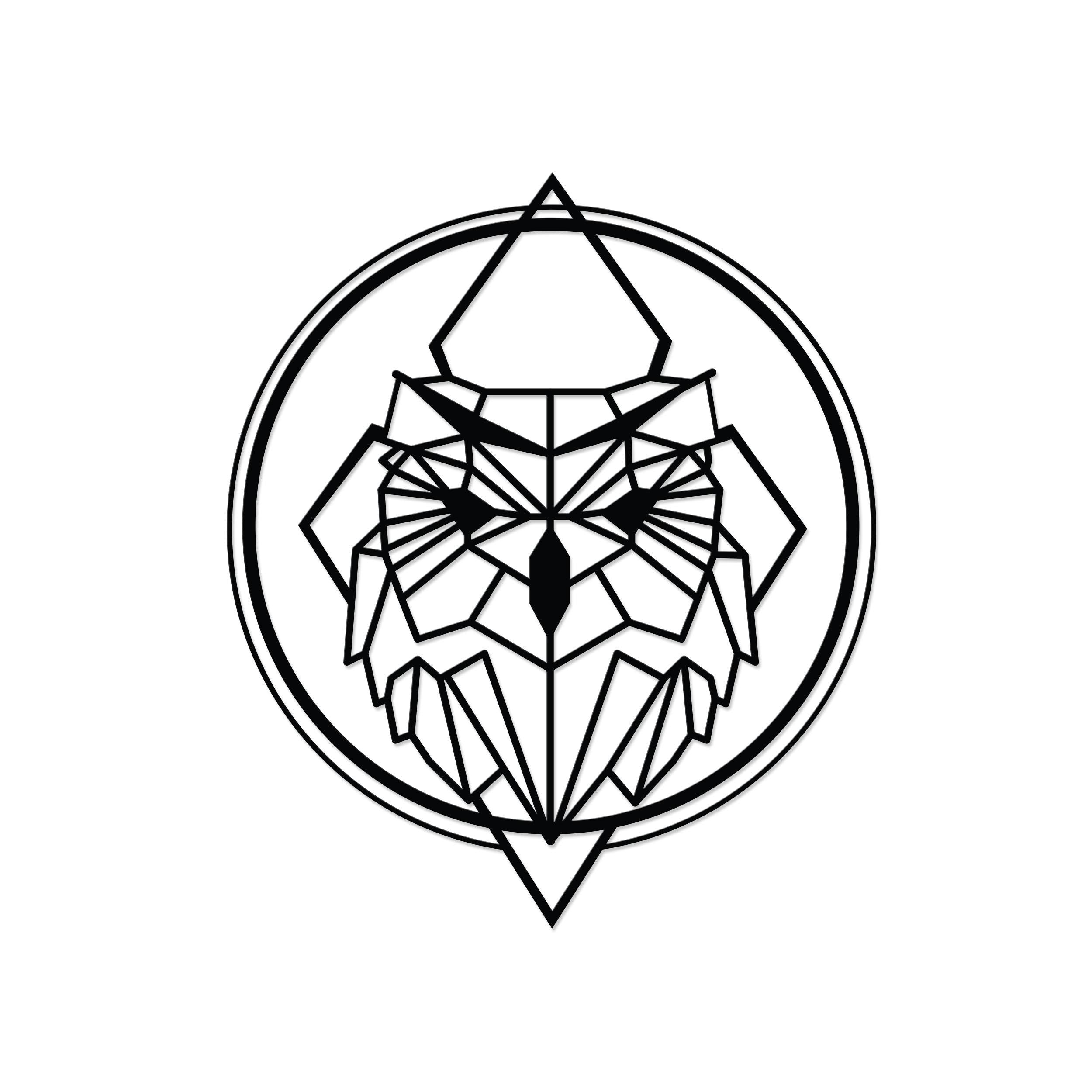 Owly metal wall art, 47x55cm, shown on a plain white background