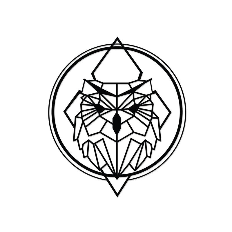 Owly metal wall art, 47x55cm, shown on a plain white background