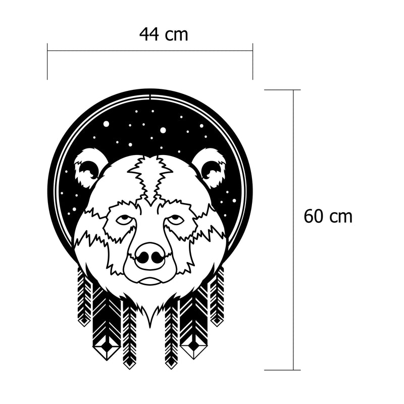 Dimension diagram showing the 44x60cm size of the Bear metal wall art