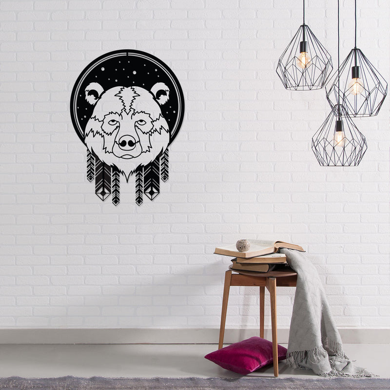 Bear metal wall art, 44x60cm, in Texture Black finish
