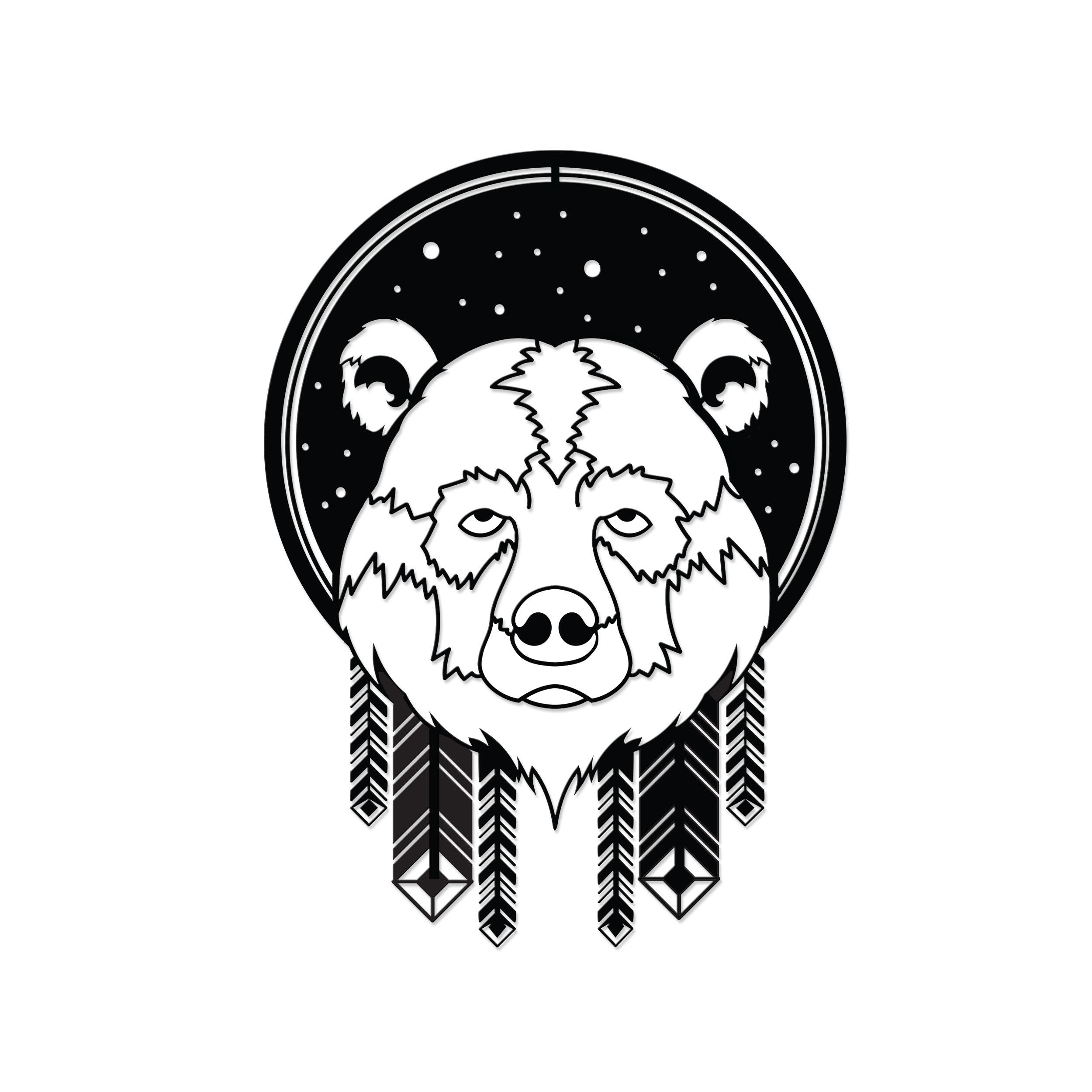 Bear metal wall art, 44x60cm, shown on a plain white background