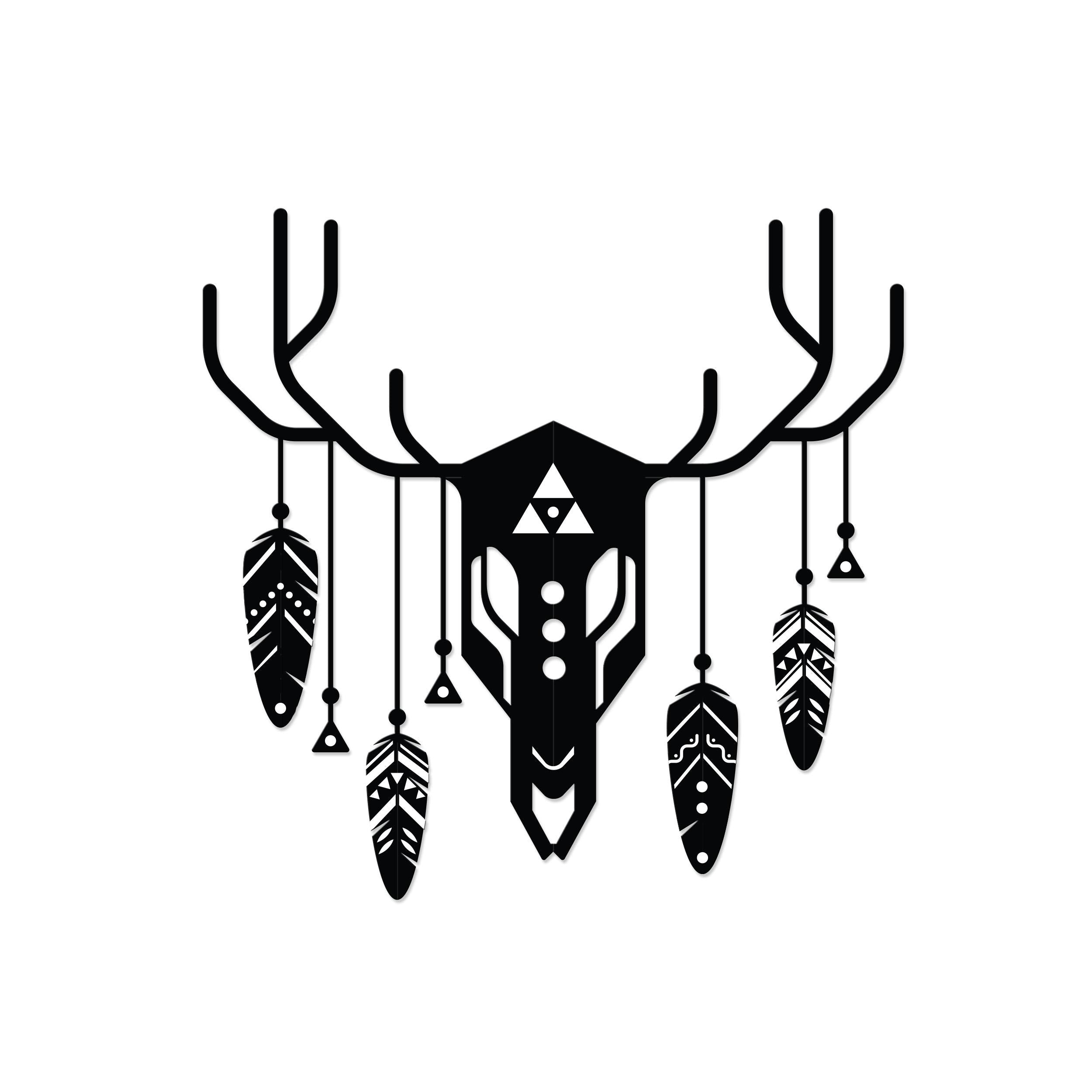 Deer Totem metal wall art, 60x60cm, shown on a plain white background