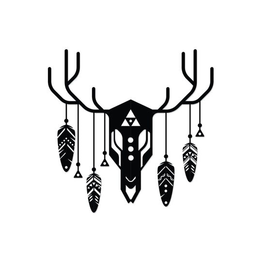 Deer Totem metal wall art, 60x60cm, shown on a plain white background