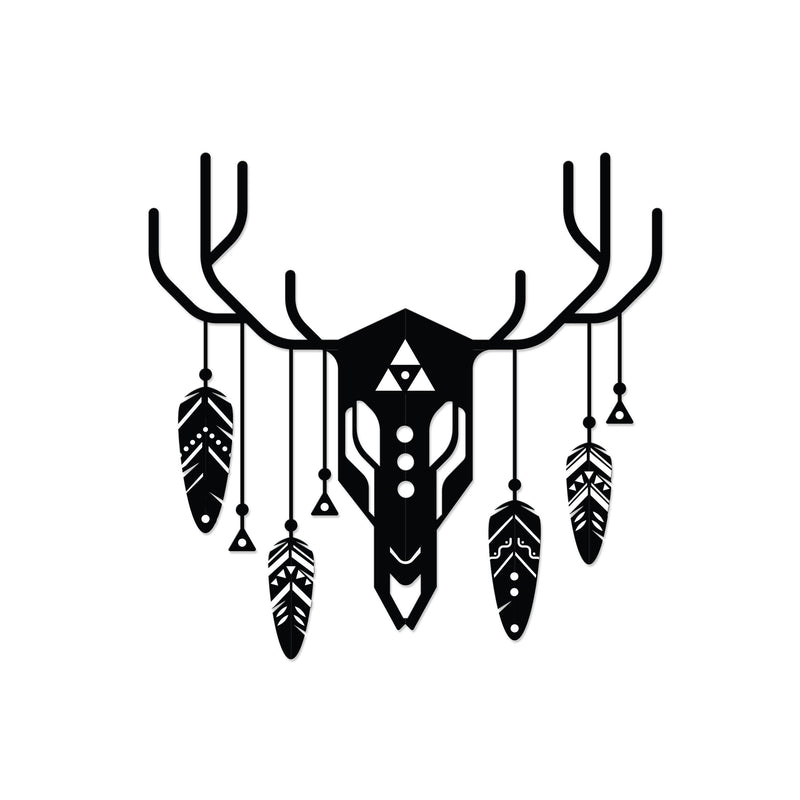 Deer Totem metal wall art, 60x60cm, shown on a plain white background