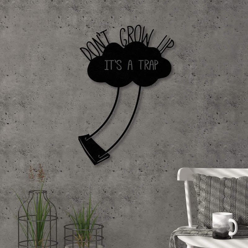 Don't Grow Up metal wall art in Texture Black, 35x51cm, hero product shot