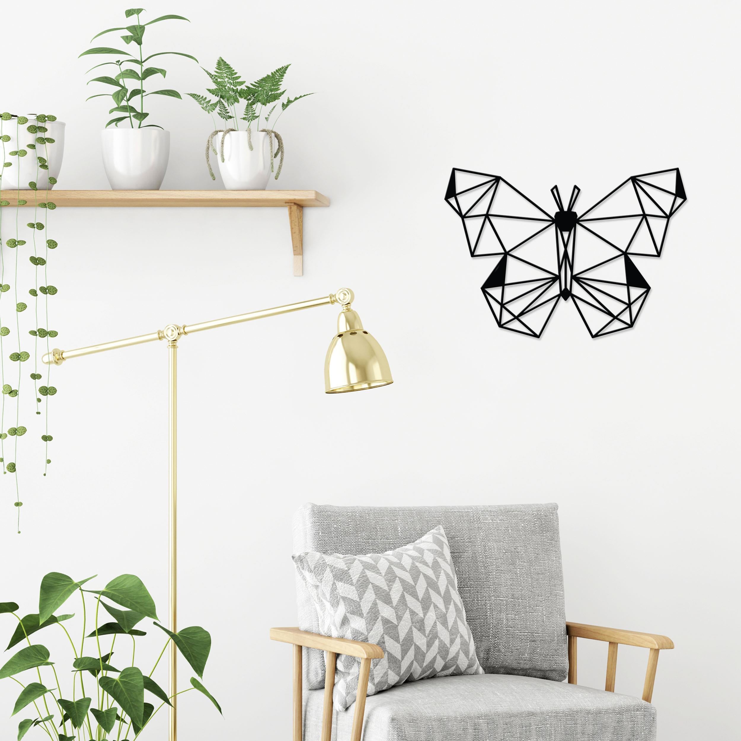 Butterfly metal wall art, 50x35cm, in Texture Black finish