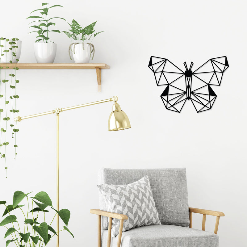 Butterfly metal wall art, 50x35cm, in Texture Black finish