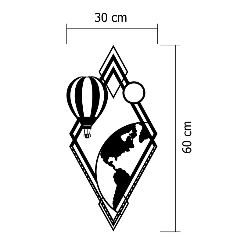 Dimension diagram showing the 30x60cm size of the From Earth metal wall art