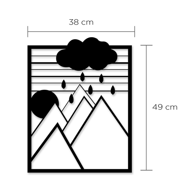 Dimension diagram showing the 38x49cm size of the Dreamer metal wall art