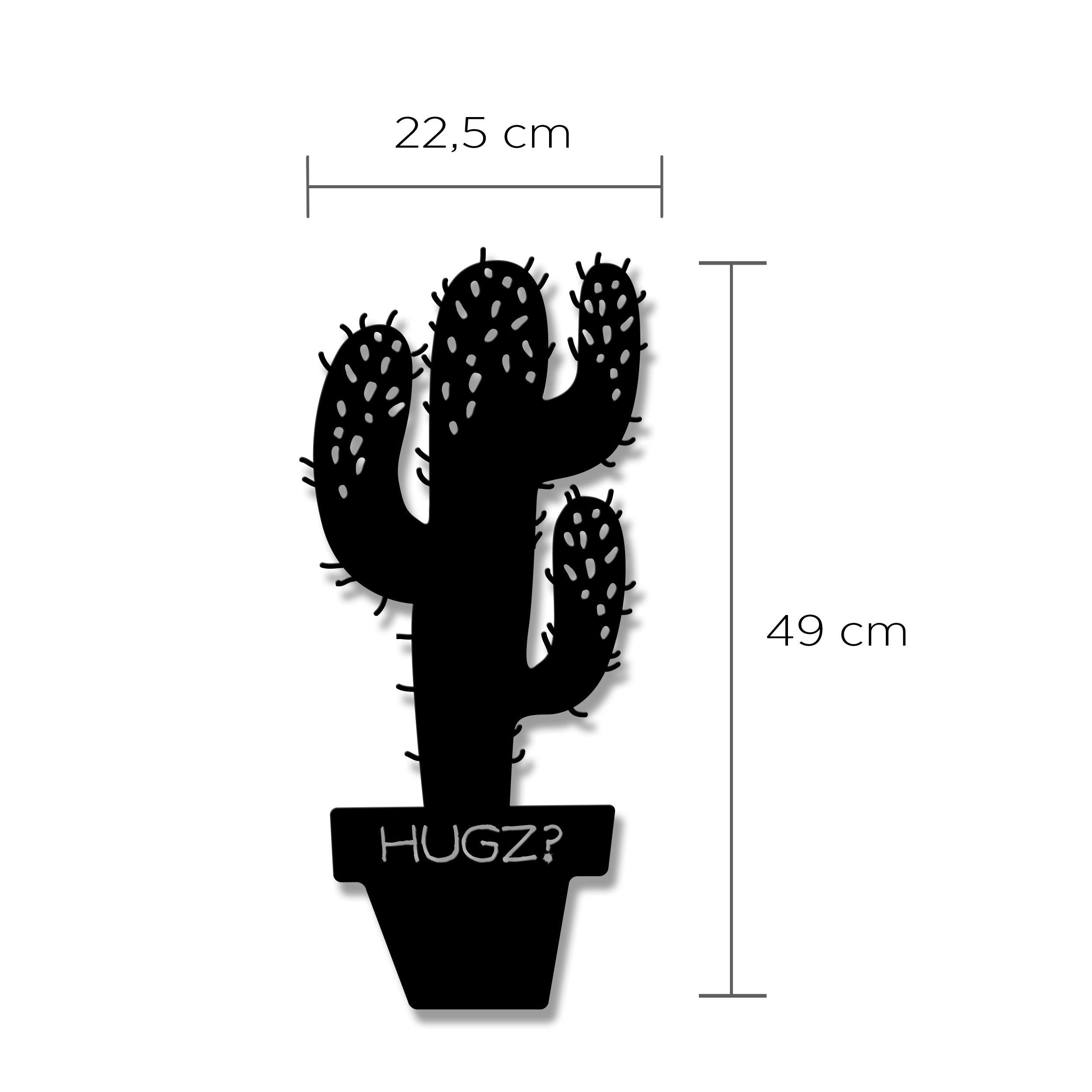 Dimension diagram showing the 22.5x49cm size of the Hugz metal wall art