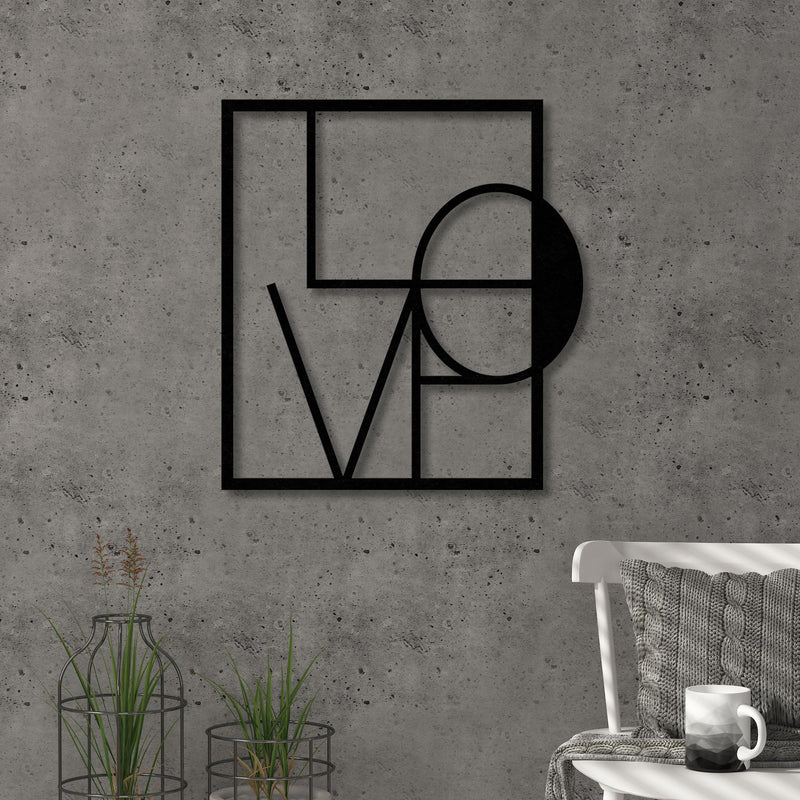 Love metal wall art in Texture Black, 42.3x45.8cm, hero product shot