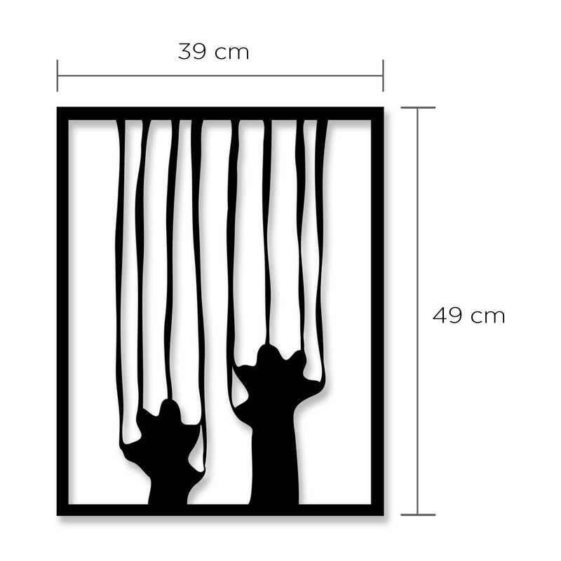 Dimension diagram showing the 39x49cm size of the Scratch metal wall art