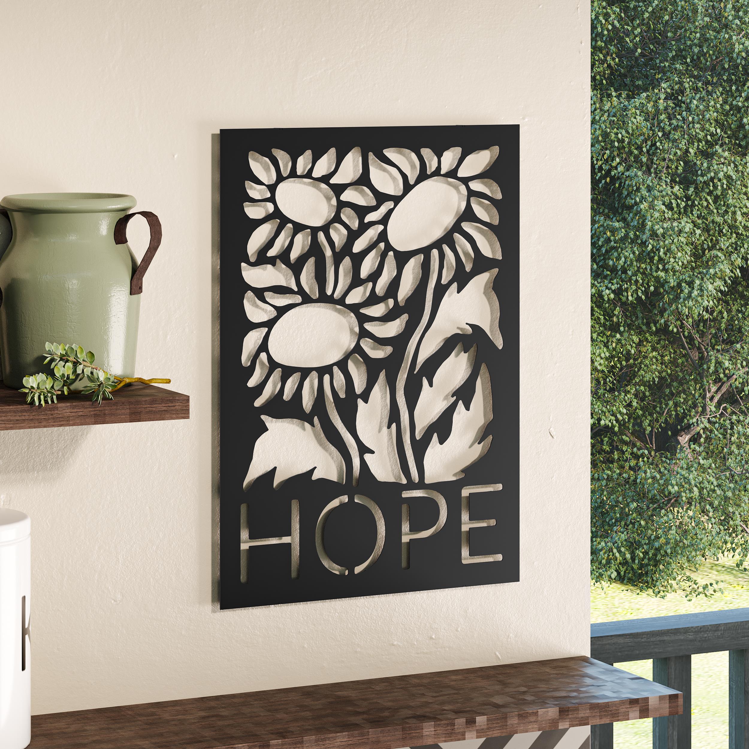 Hope metal wall art in Texture Black, 32x45cm, hero product shot