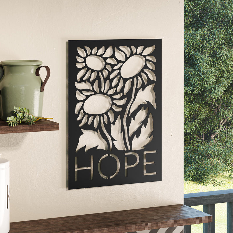 Hope metal wall art in Texture Black, 32x45cm, hero product shot