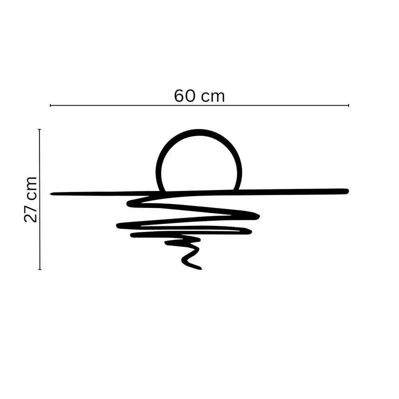 Sunset Metal Wall Art size diagram showing 60x27cm dimensions
