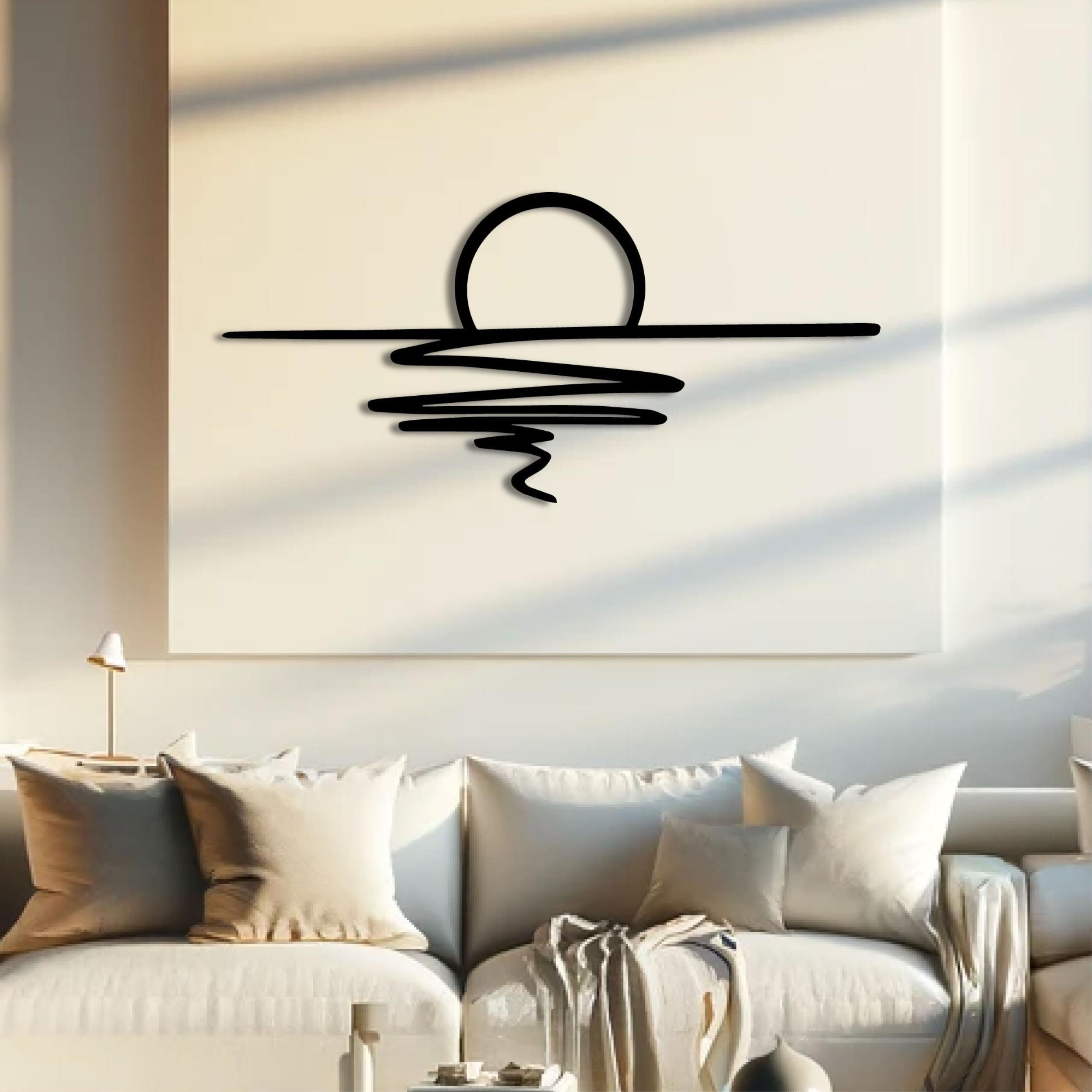 Sunset Metal Wall Art (75x35cm) displayed on a wall – view 2