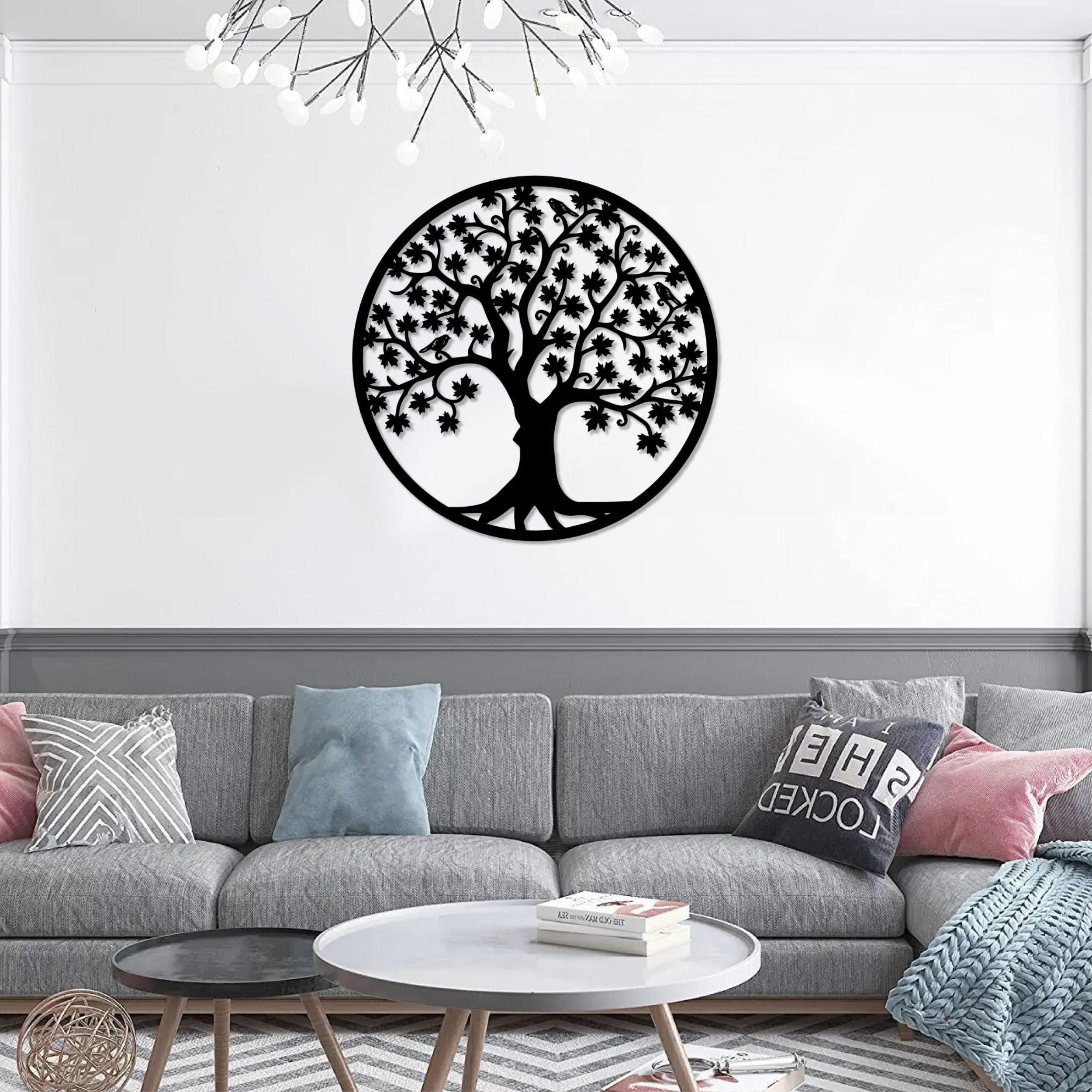 Metal Wall Art - Black - Tree Of Life 75x75 Cm – Texture Black