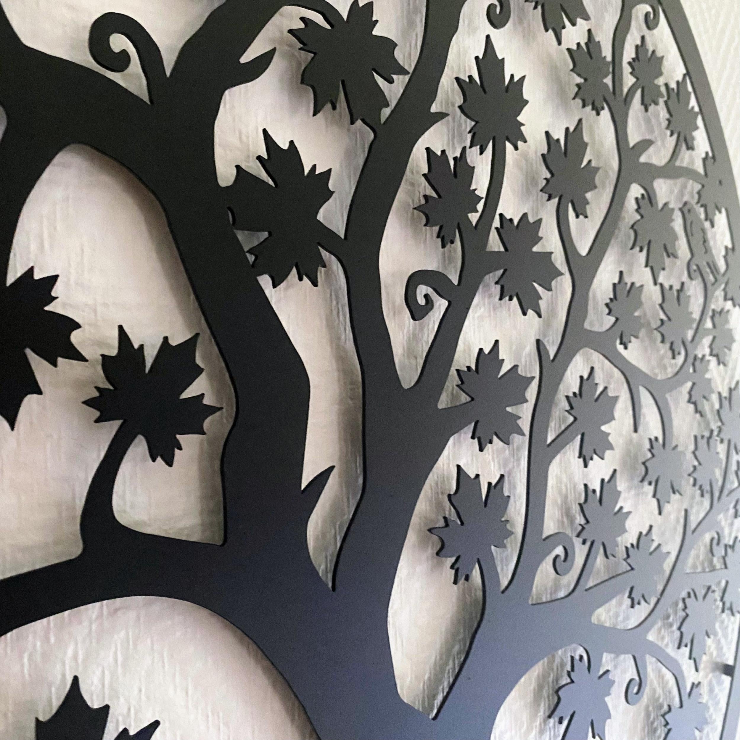Metal Wall Art - Black - Tree Of Life 75x75 Cm – Texture Black