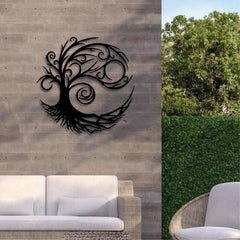 Metal Wall Art - Black - Tree Of Life 75x75 Cm – Texture Black